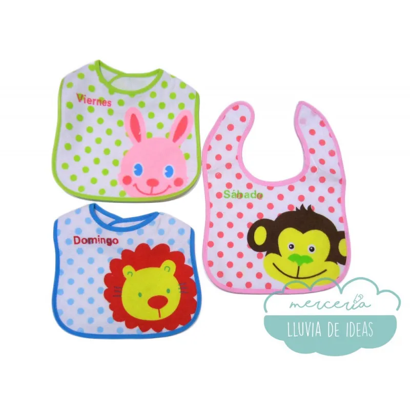 Baberos semanario pack 7 unidades - Días de la semana