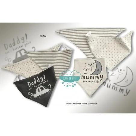 Bandana bebé pack 3 unidades - Daddy & Mummy
