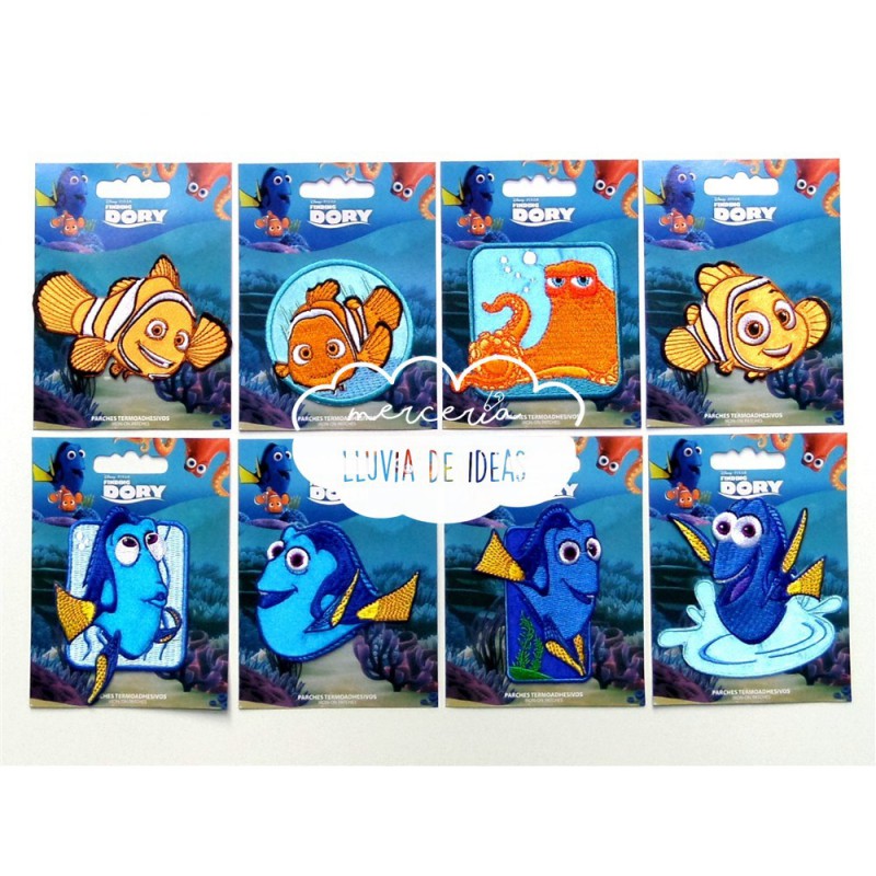 Parches bordados termoadhesivos - Colección Buscando a Dory Parches bordados termoadhesivos - Colección Buscando a Dory
