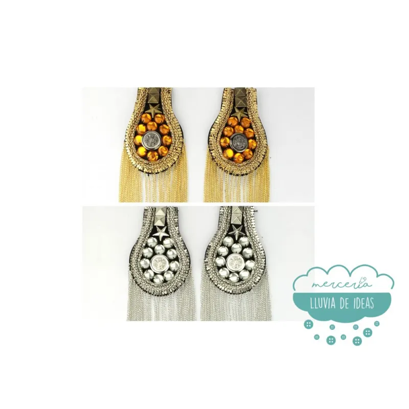 Aplique hombreras decorativas flecos cadena - Serie Nancy