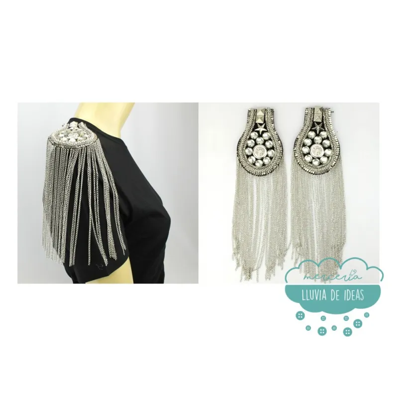 Aplique hombreras decorativas flecos cadena - Serie Nancy