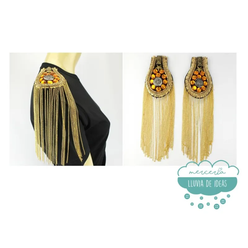 Aplique hombreras decorativas flecos cadena - Serie Nancy
