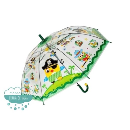 Paraguas infantil automático y antiviento - Piratas verde