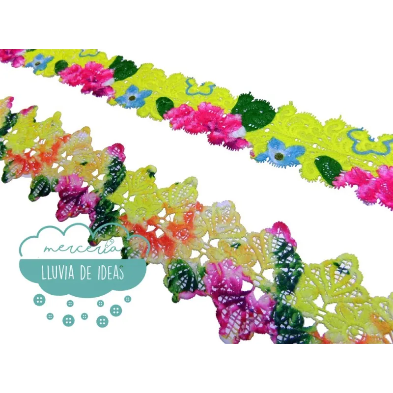Galón de guipur multicolor - Serie Summer Mercería Lluvia de Ideas