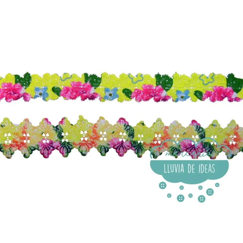 Galón de guipur multicolor - Serie Summer Mercería Lluvia de Ideas