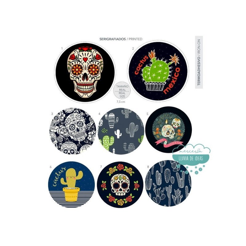 Parche termoadhesivo estampado - Calaveras & Cactus