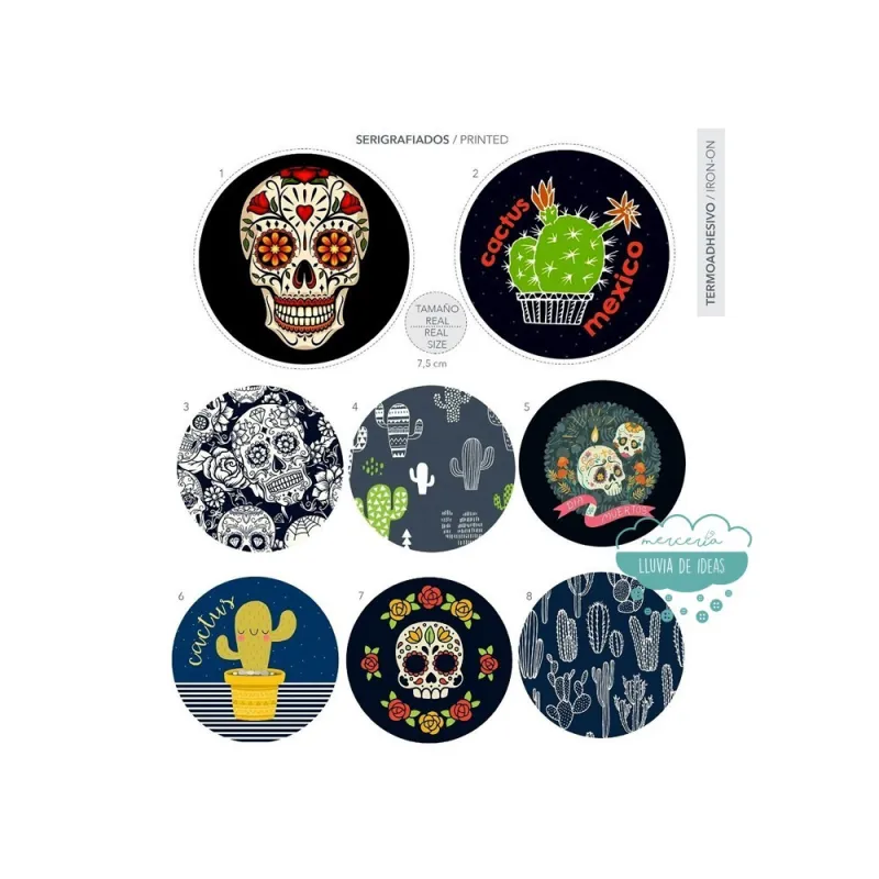 Parche termoadhesivo estampado - Calaveras & Cactus