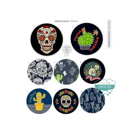 Parche termoadhesivo estampado - Calaveras & Cactus