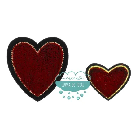 Parche para ropa bordado termoadhesivo - Corazones de terciopelo