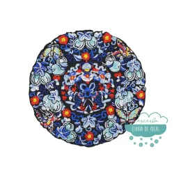 Parche para ropa bordado termoadhesivo - Mandala tonos azules