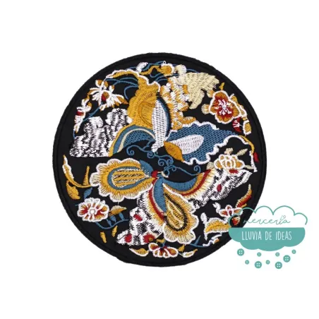 Parche para ropa bordado termoadhesivo - Mandala tonos dorados