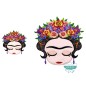 Parche Frida Kahlo bordado termoadhesivo con lentejuelas - Corona de flores