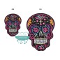 Parches calavera mexicana para ropa bordado termoadhesivo - Fondo negro