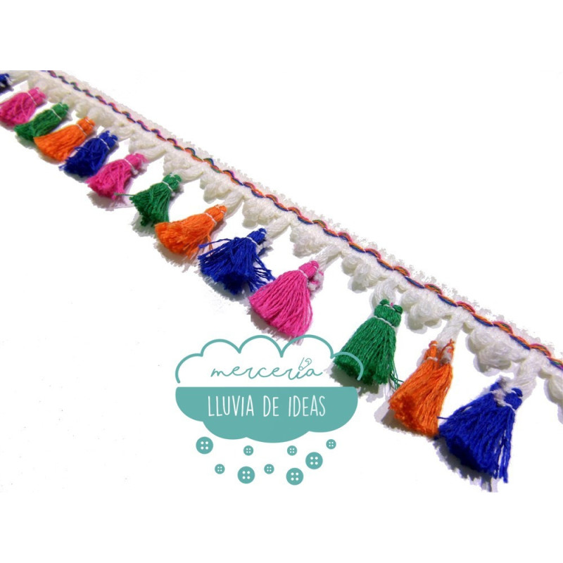 Fleco de borlas multicolor - Serie Bella