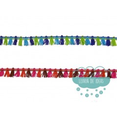 Fleco de borlas multicolor - Serie Kiara