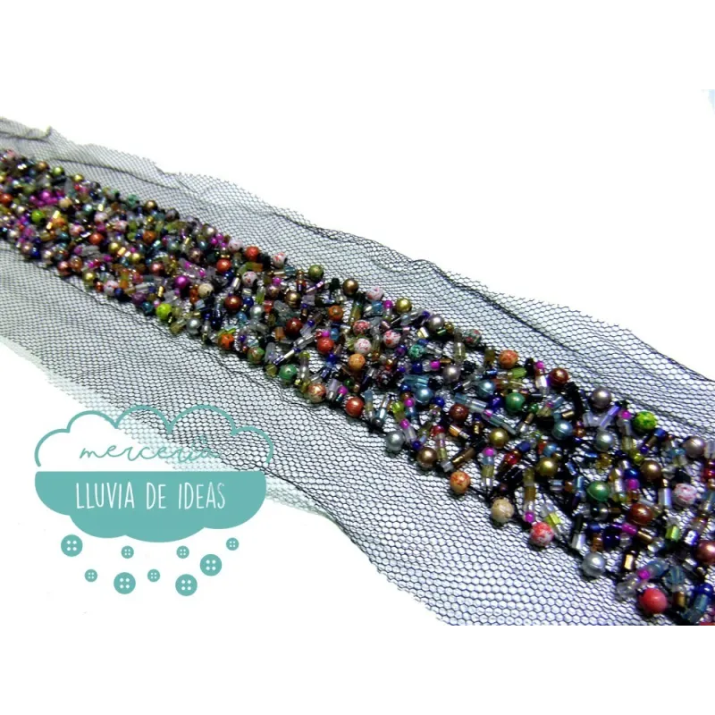 Tira de tul con piedra rocalla - Serie Cosmic