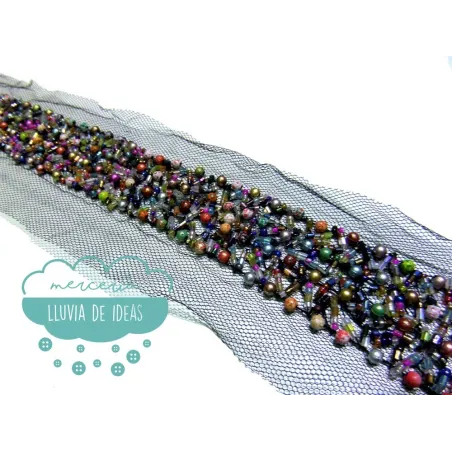 Tira de tul con piedra rocalla - Serie Cosmic