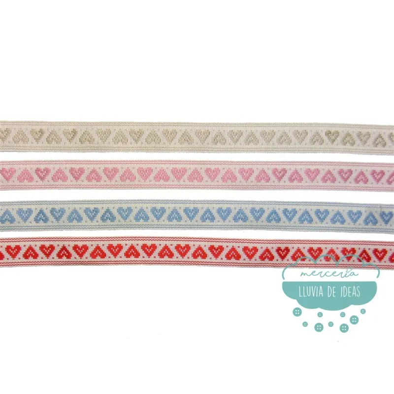 Tapacosturas jacquard - Corazones vintage Mercería Lluvia de Ideas