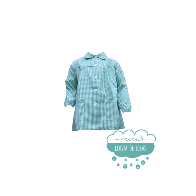Bata escolar o mandilón - Modelo clásico vichy cuadro pequeño con cuellos