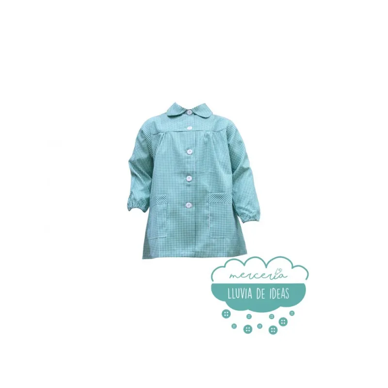 Bata escolar o mandilón - Modelo clásico vichy cuadro pequeño con cuellos