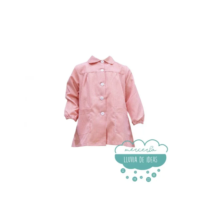 Bata escolar o mandilón - Modelo clásico vichy cuadro pequeño con cuellos