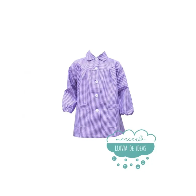 Bata escolar o mandilón - Modelo clásico vichy cuadro pequeño con cuellos