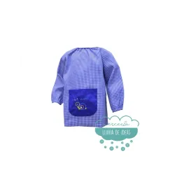 Bata escolar o mandilón bordado - Modelo vichy cuadros con cuello de goma