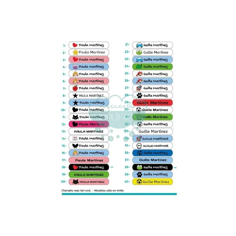 Etiquetas termoadhesivas de colores para ropa