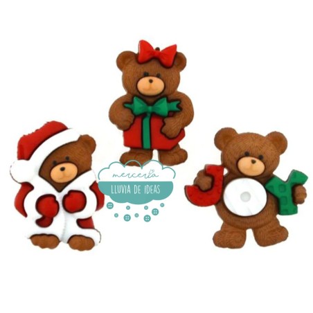 Botones de Navidad decorativos - A Beary Merry Christmas