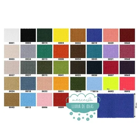 Cinta de mochila algodón 38mm. - Colores lisos