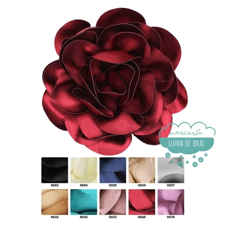 Flor satén brillo 18 cm. - Varios colores