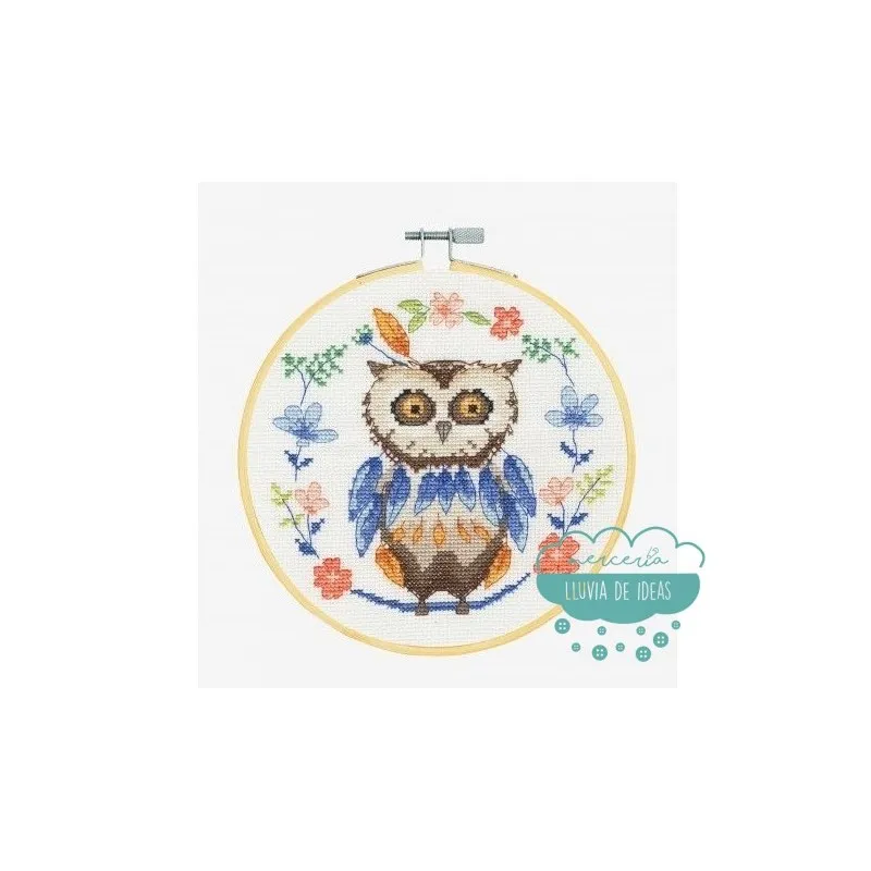 Kit de punto de Cruz DMC - EL BUHO FOLK