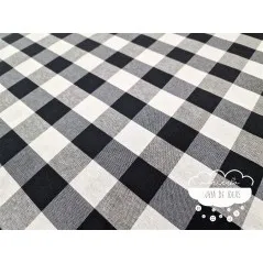 Loneta tejida vichy cuadros negros