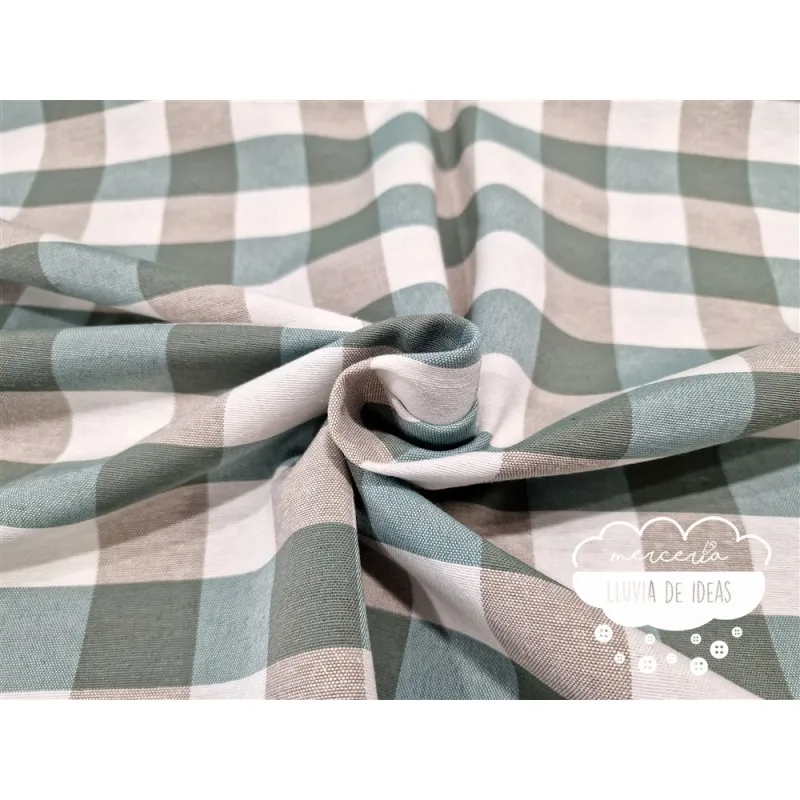 Loneta tejida vichy cuadros menta