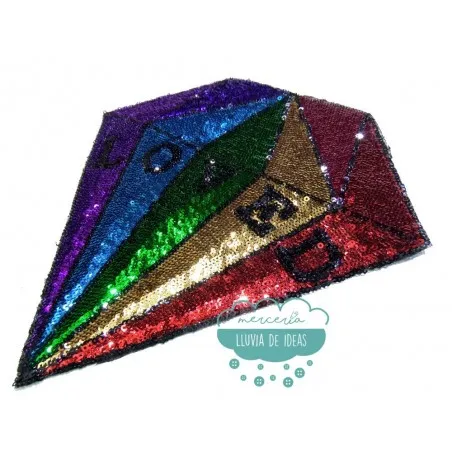 Aplicación termoadhesiva con lentejuelas - Diamante Loved multicolor