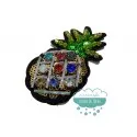 Aplicación decorativa con piedras, rocalla y lentejuelas - Piñas
