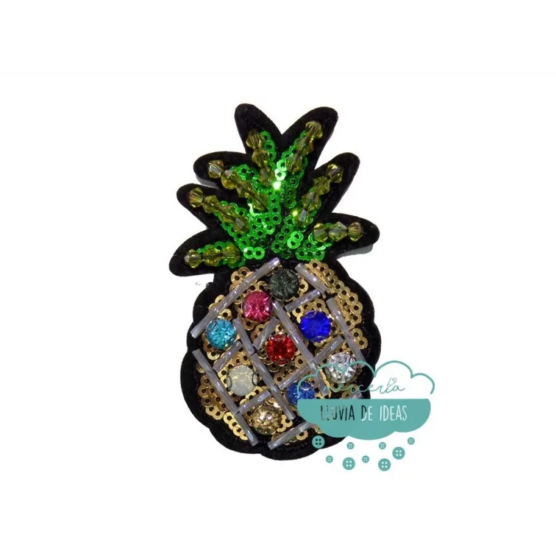 Aplicación decorativa con piedras, rocalla y lentejuelas - Piñas