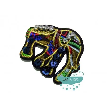 Aplicación decorativa bordada con piedras, rocalla y lentejuelas - Elefantes