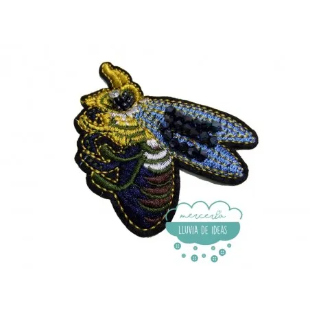 Aplicación decorativa bordada con piedra y rocalla - Abejorro