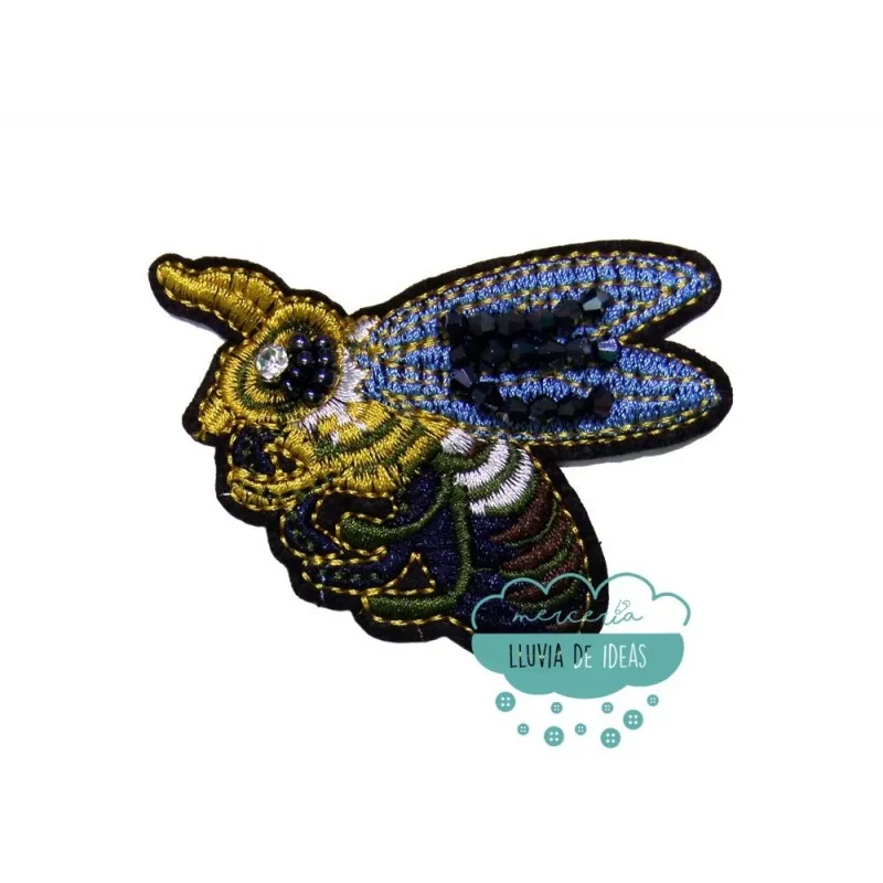 Aplicación decorativa bordada con piedra y rocalla - Abejorro Mercería Lluvia de Ideas
