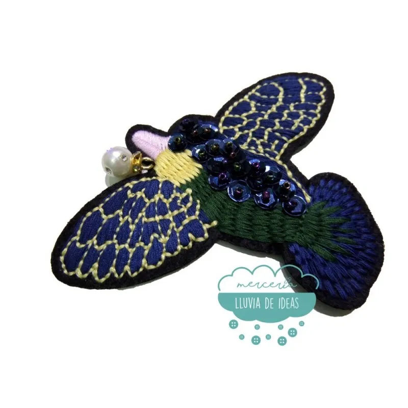 Aplicación decorativa bordada con perla, rocalla y lentejuelas - Bird Mercería Lluvia de Ideas