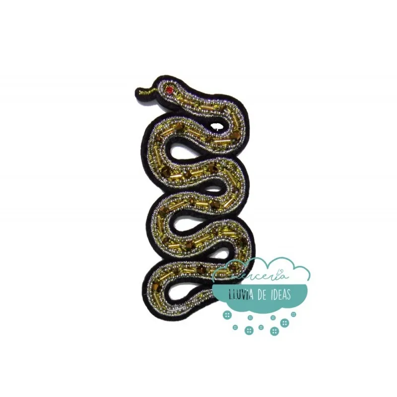 Aplicación decorativa bordada con piedra y rocalla - Serpiente Mercería Lluvia de Ideas