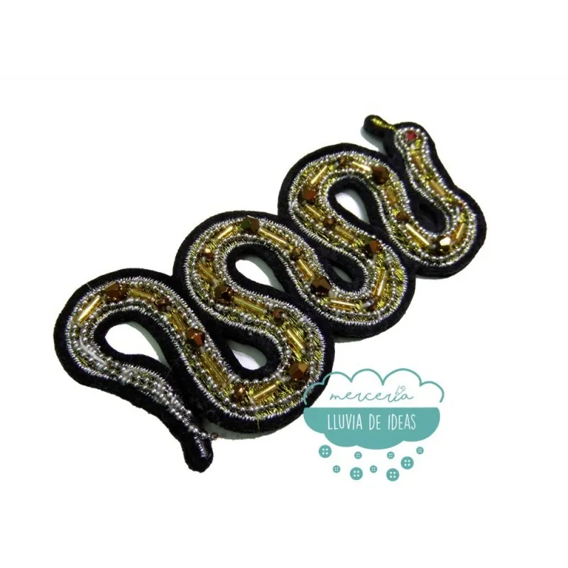Aplicación decorativa bordada con piedra y rocalla - Serpiente Mercería Lluvia de Ideas