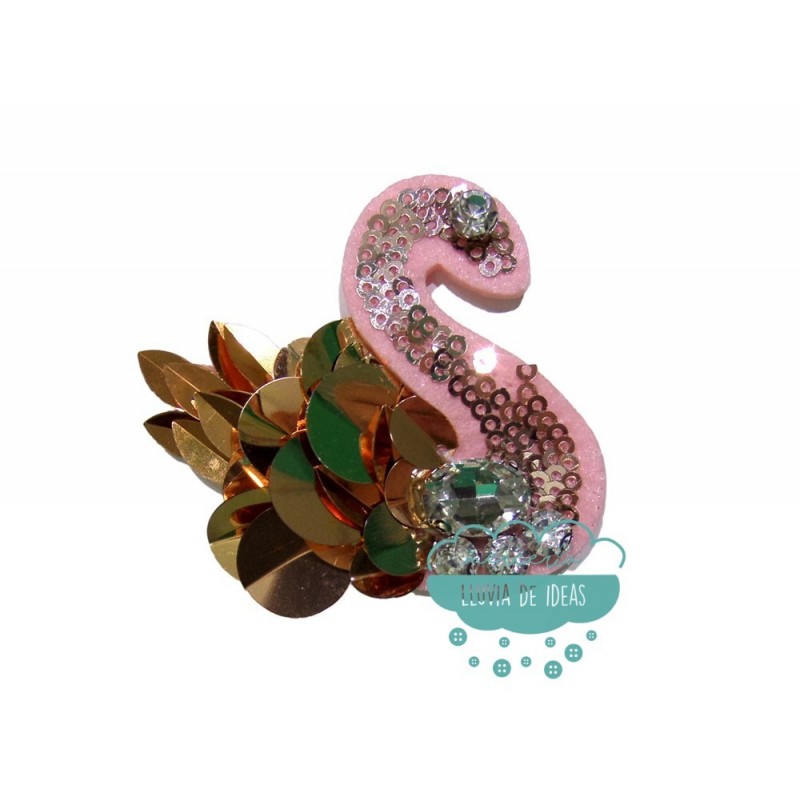 Aplicación decorativa con piedras y lentejuelas - Flamenco fondo rosa