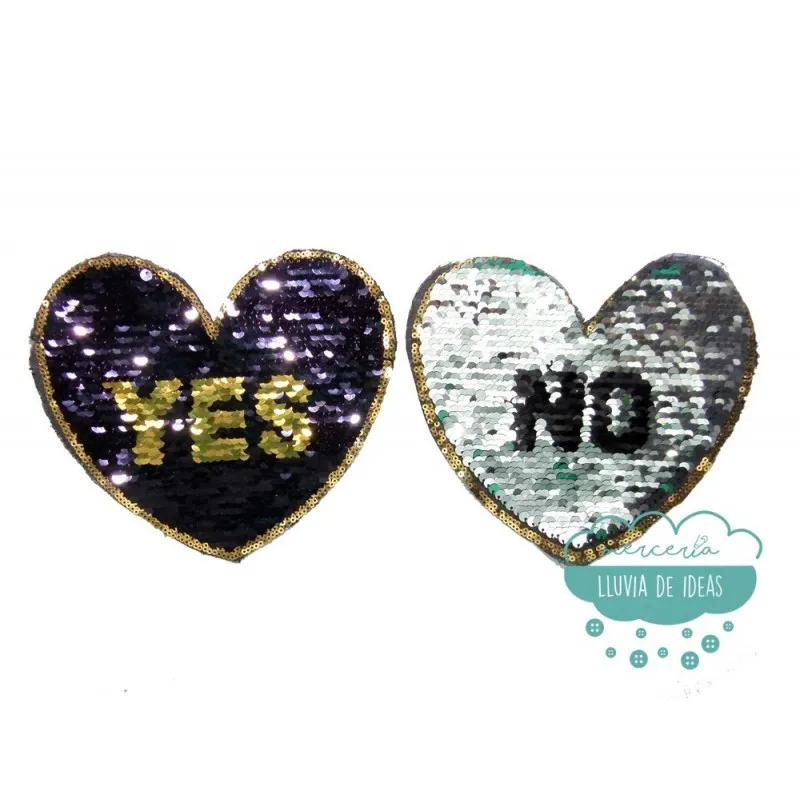 Aplicación lentejuelas reversibles - Yes & No negro y plata Mercería Lluvia de Ideas