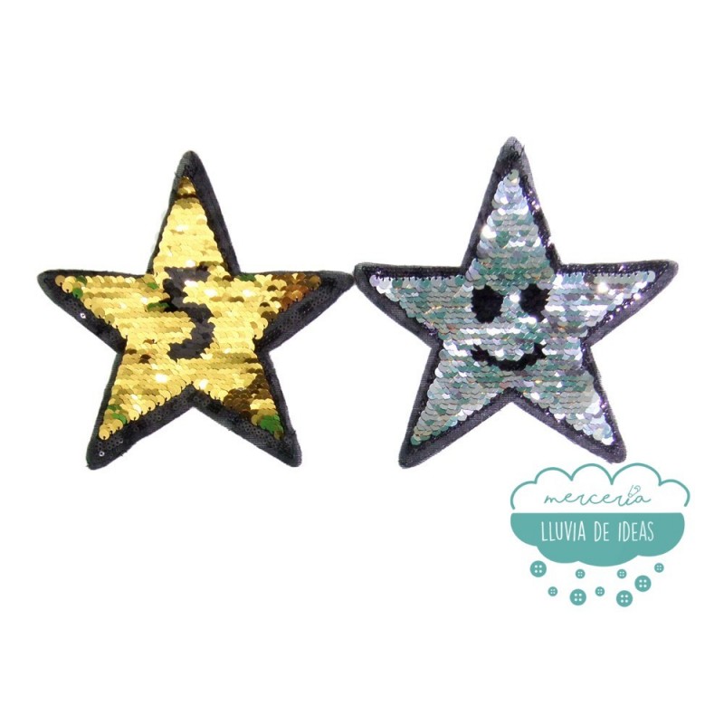 Aplicación lentejuelas reversibles - Estrellas oro y plata