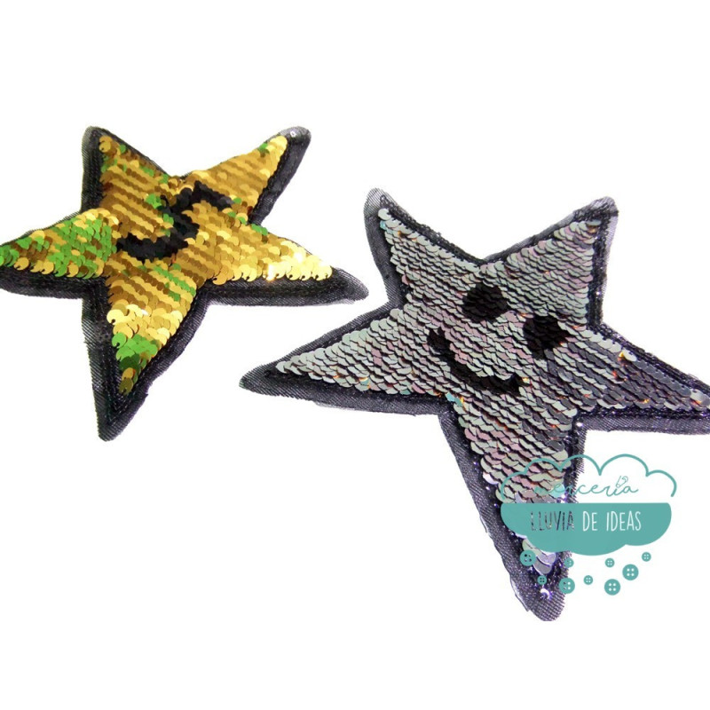 Aplicación lentejuelas reversibles - Estrellas oro y plata