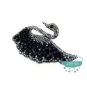 Aplicación termoadhesiva con cristal y rocalla - Cisne negro Mercería Lluvia de Ideas