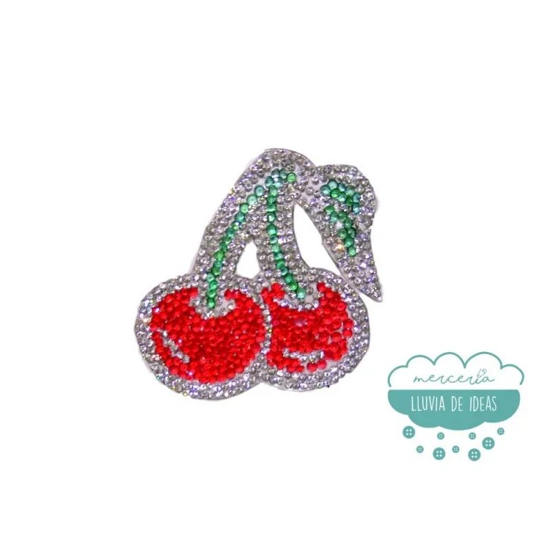 Aplicación termoadhesiva con cristal - Cerezas Mercería Lluvia de Ideas