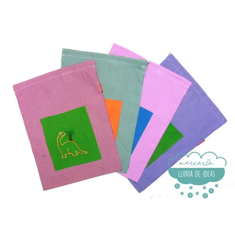 Bolsa infantil vichy cuadros pequeños - Modelo bolsillo bordado